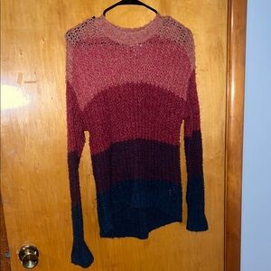 American Eagle Outfitters Red and Blue Crew Neck Sweater